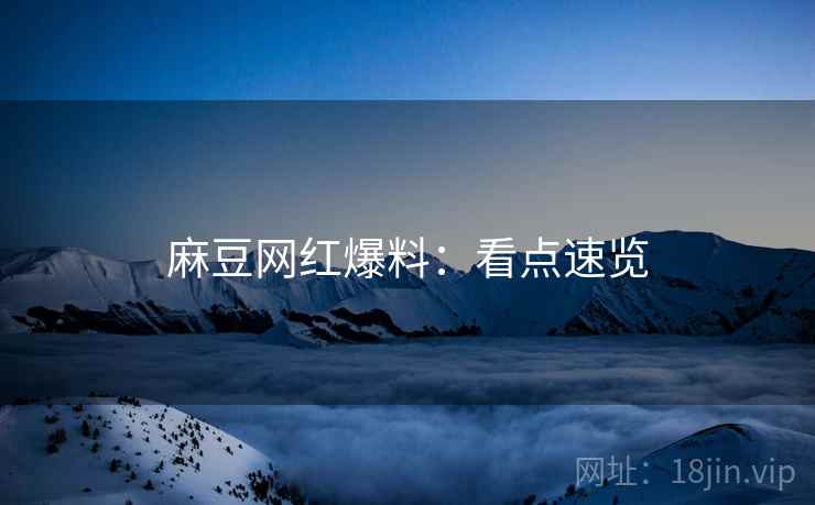 麻豆网红爆料：看点速览